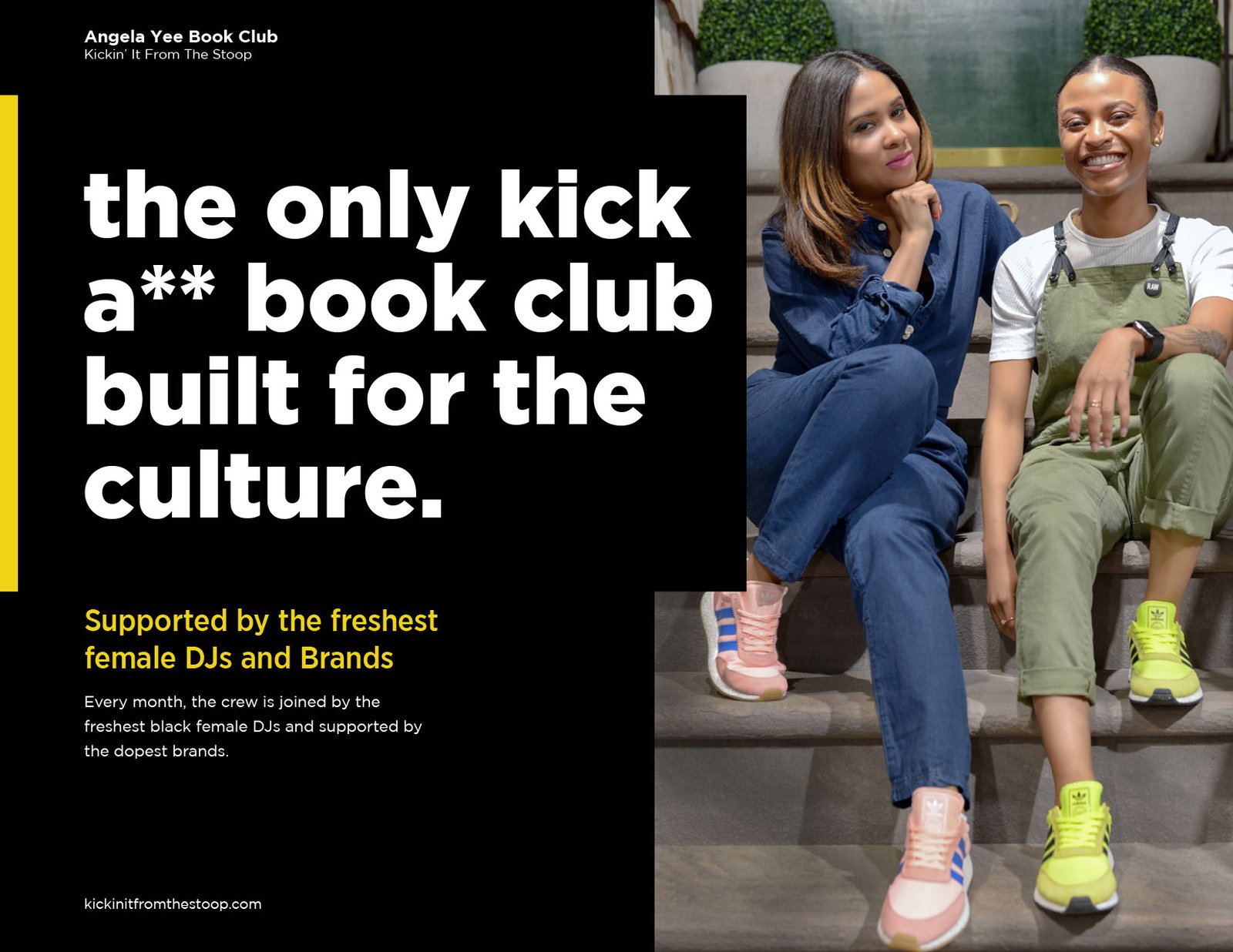 Angela Yee Book Club events at WOODstack IVY in Brooklyn, featuring live author conversations, engaged audiences, book displays, and community gatherings that informed the WellRead nonprofit brand strategy.