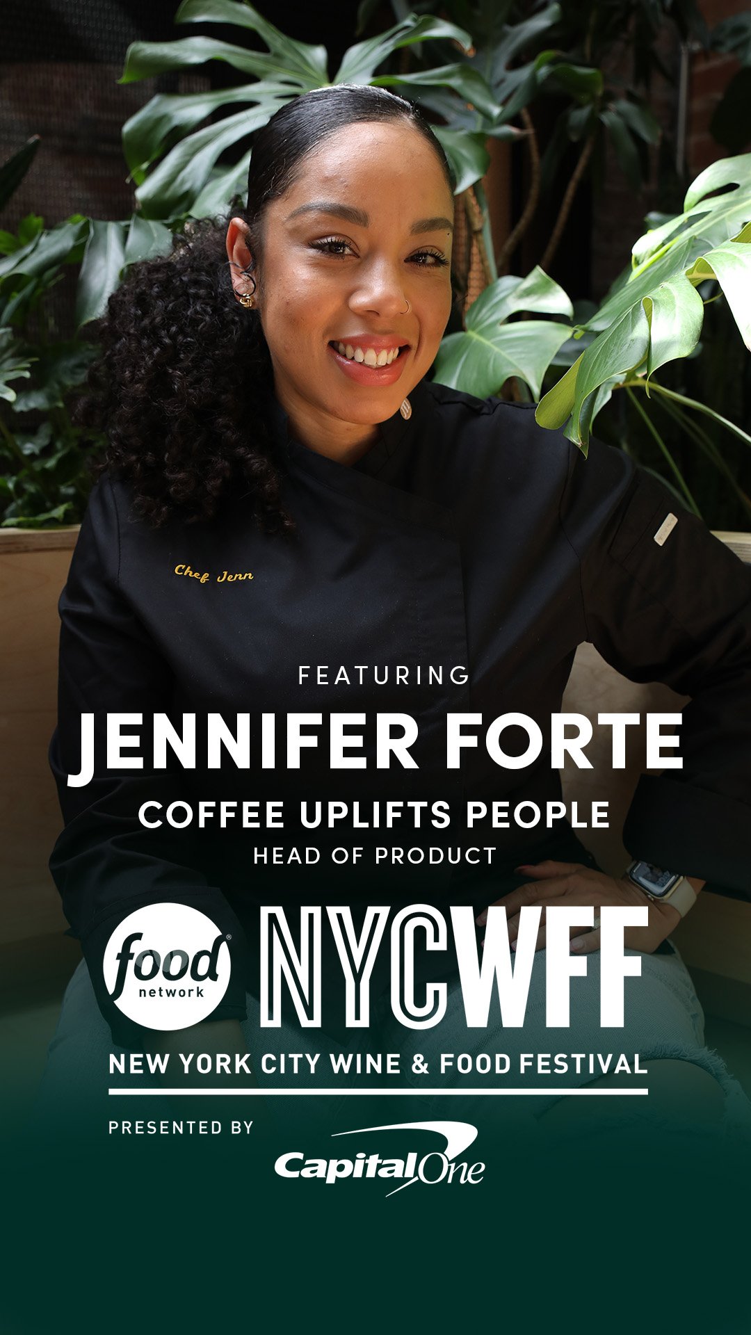 Chef Jenn of Coffee Uplifts People featured in NYCWFF PreHeat campaign artwork for CUP Soho at Shopify NYC.