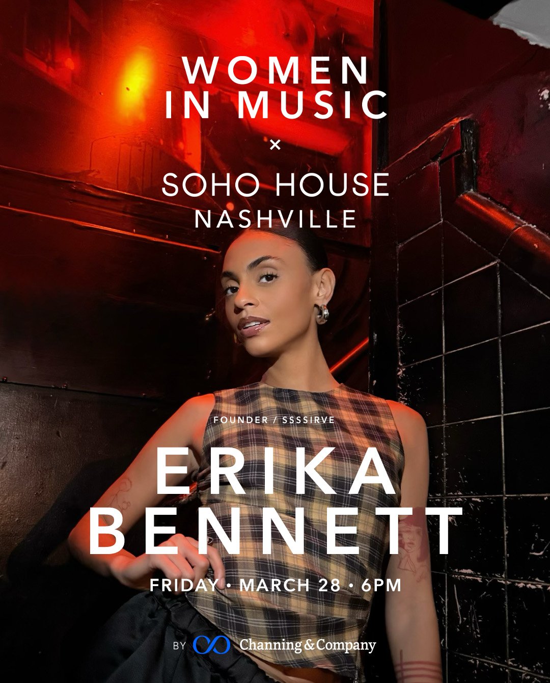 Speaker announcement featuring Erika Bennett for Women in Music at Soho House Nashville.