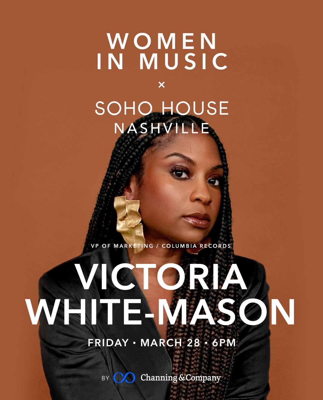 Speaker announcement featuring Victoria White-Mason of Columbia Records for Women in Music at Soho House Nashville.