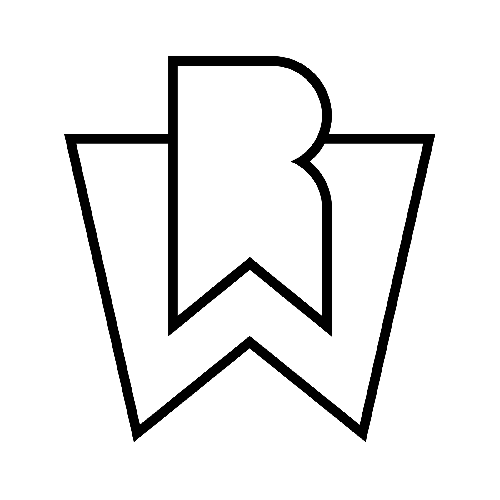 WellRead logo construction showing the R-shaped bookmark layered with the W-shaped open book.