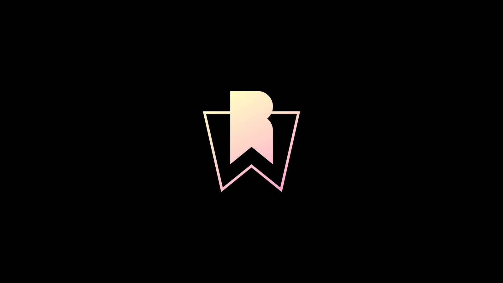 WellRead gradient bookmark and open-book symbol centered on a black background.