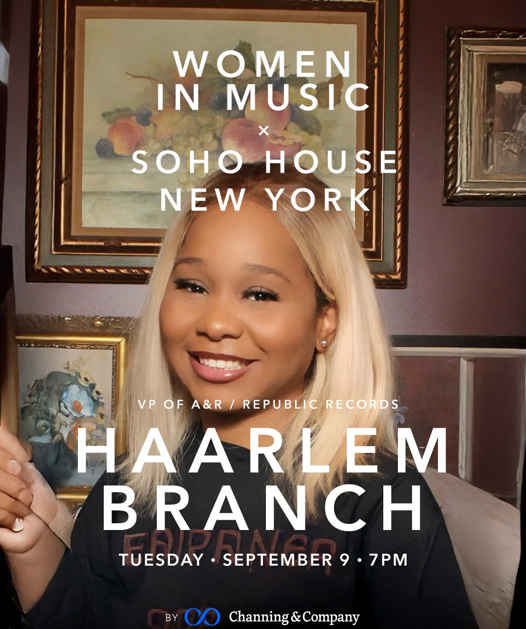 Speaker announcement featuring Haarlem Branch of Republic Records for Women in Music at Soho House New York.