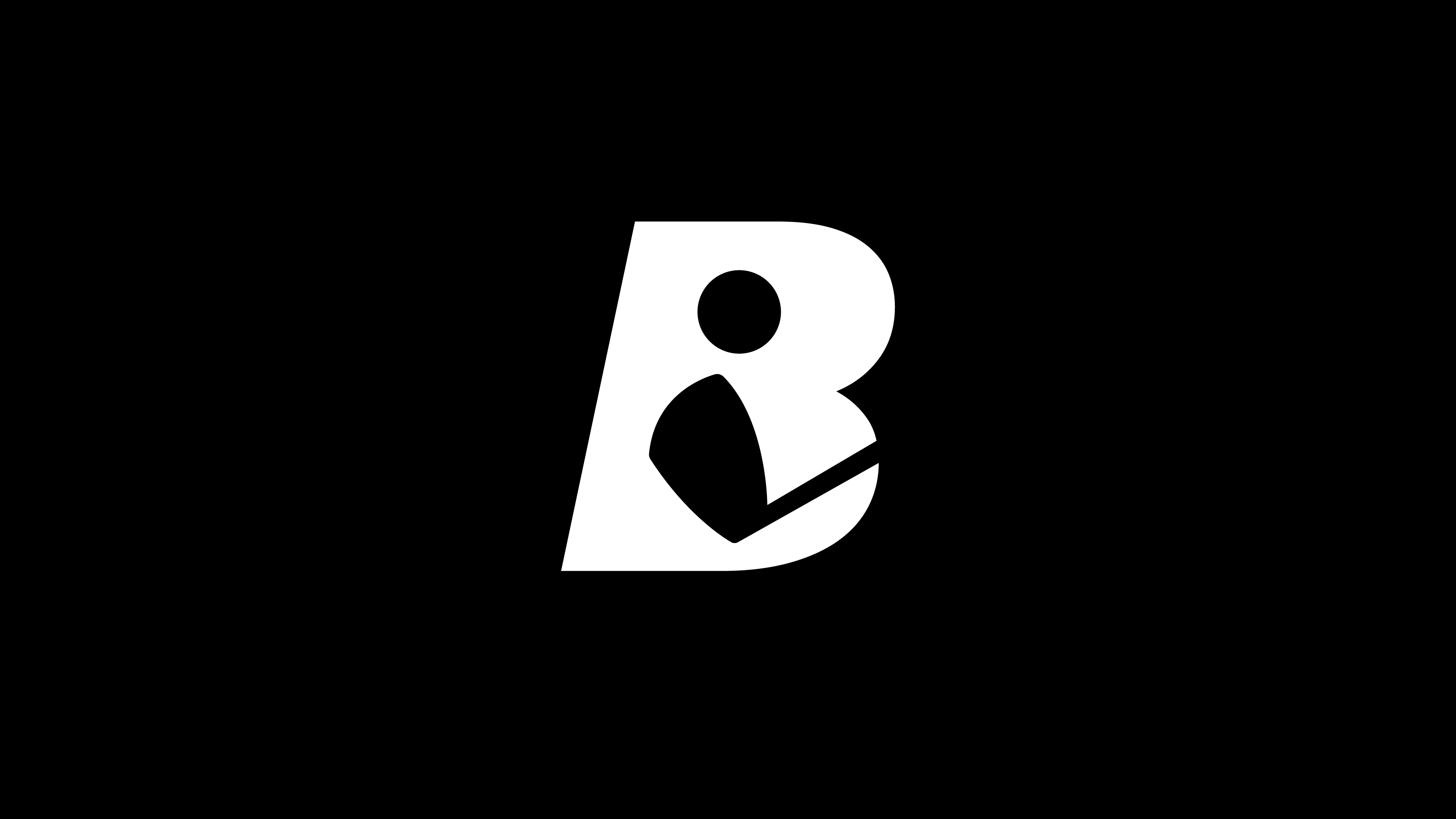 Geometric Black People Golf B monogram with negative space forming the head, body and swing of a golfer.