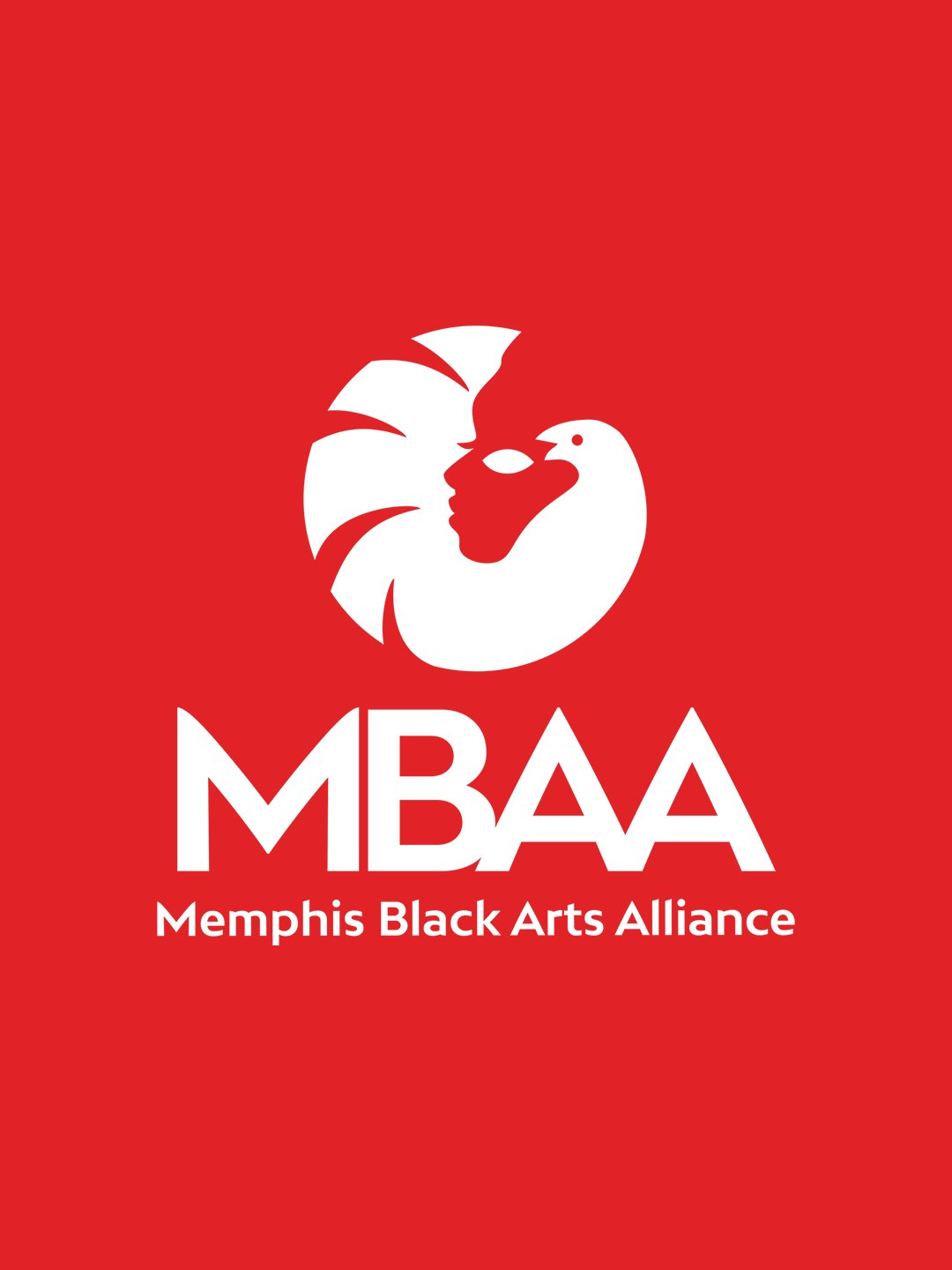 Memphis Black Arts Alliance Sankofa-inspired logo and wordmark shown as part of a refreshed visual identity system.