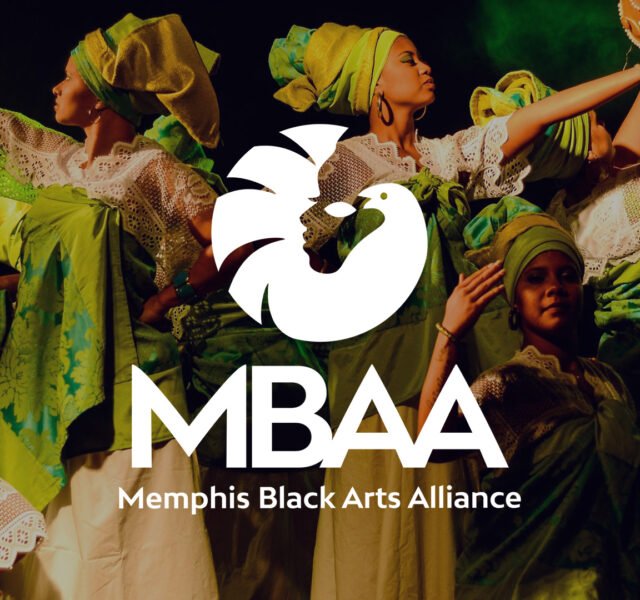 Memphis Black Arts Alliance Sankofa-inspired logo and wordmark shown as part of a refreshed visual identity system.