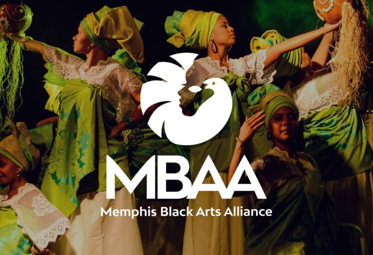Memphis Black Arts Alliance Sankofa-inspired logo and wordmark shown as part of a refreshed visual identity system.