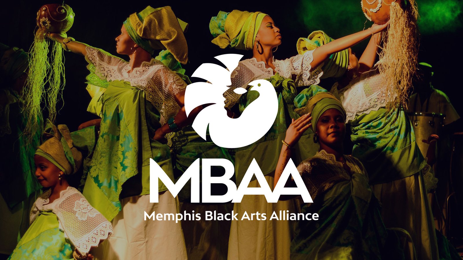 Memphis Black Arts Alliance Sankofa-inspired logo and wordmark shown as part of a refreshed visual identity system.
